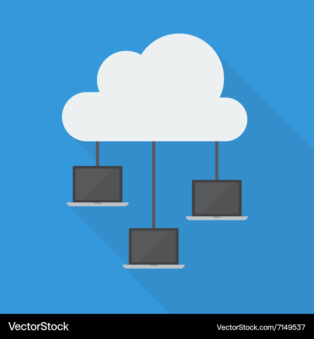 Cloud computing laptop network vector image