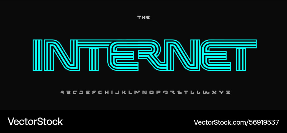 Cyber linear alphabet connect stripe font bold Cyber linear alphabet connect stripe font bold vector image