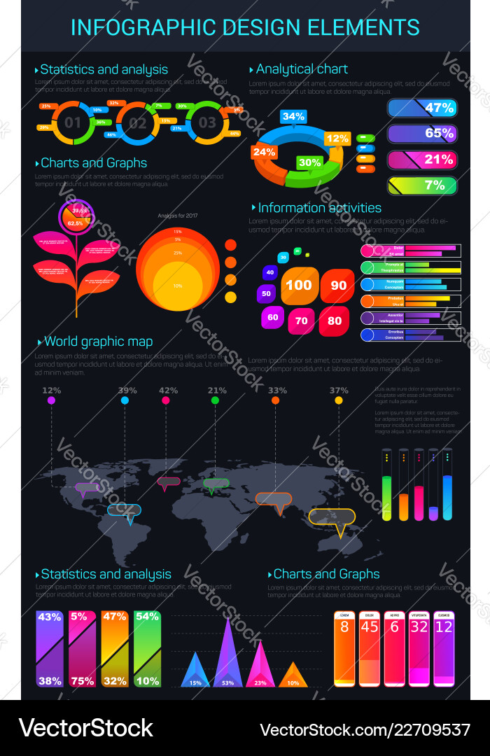 Data & Chart Infographic Elements vector image