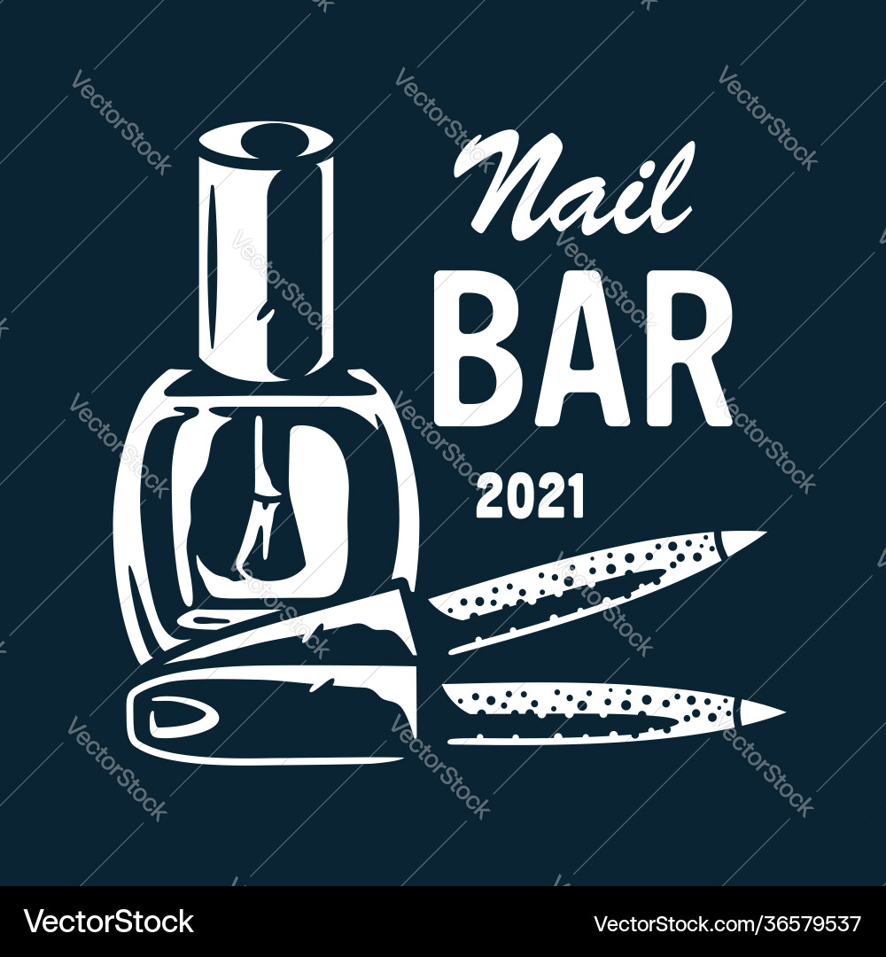Emblem mit Maniküre Nagelfilevarnish für Nagelbar Vektorbild