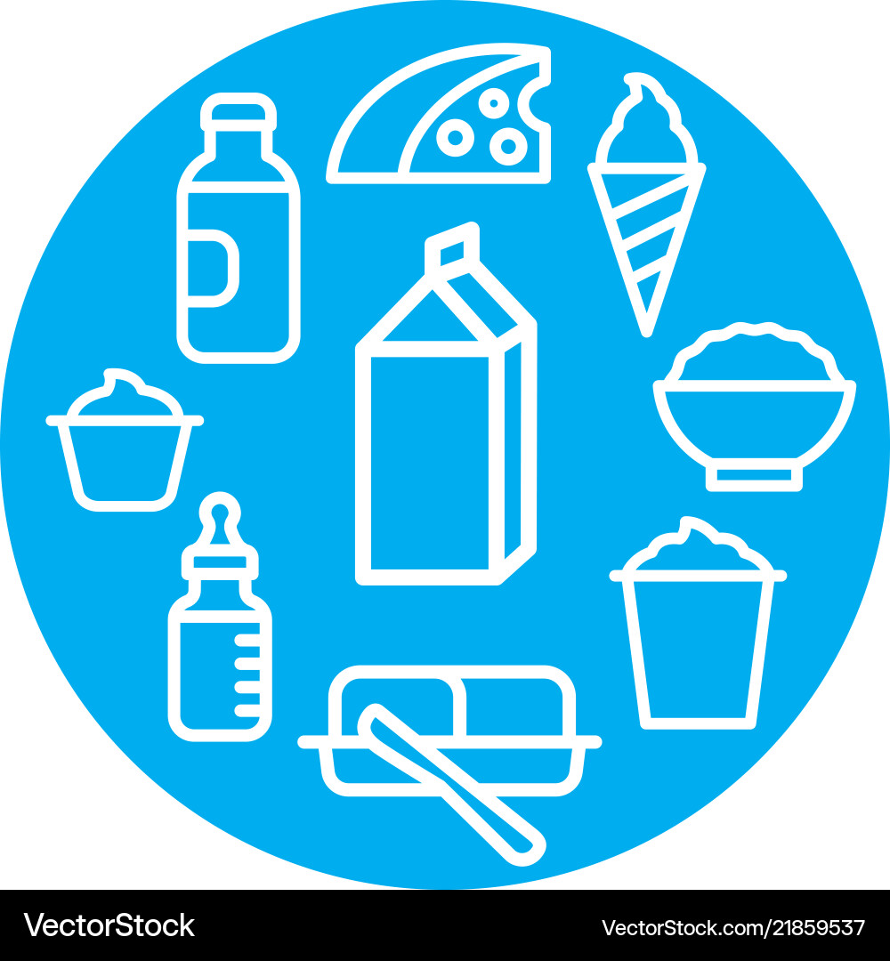 Milk products icon set Vector Image