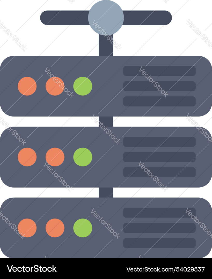 Network server room hosting big data icon showing Network server room hosting big data icon showing vector image