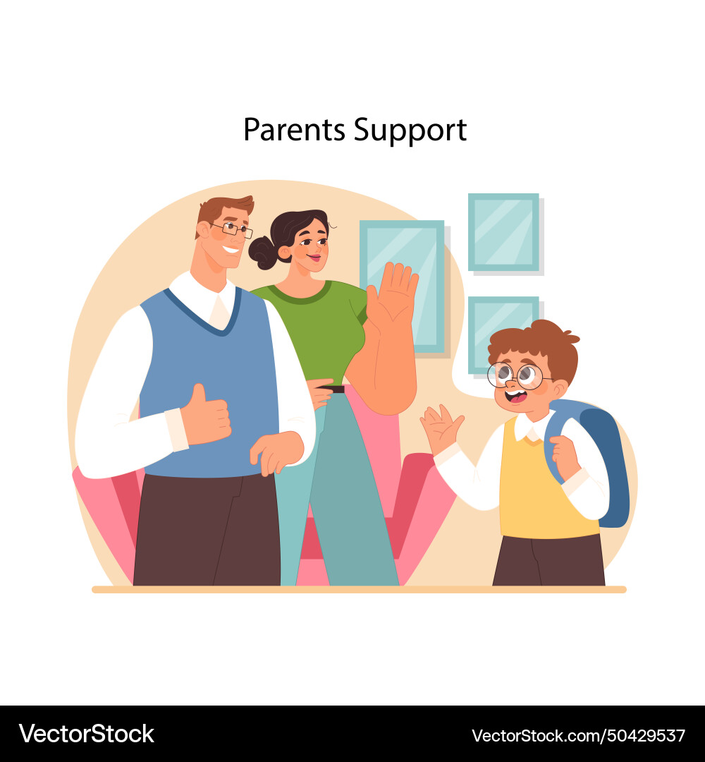 Parents support concept flat Royalty Free Vector Image