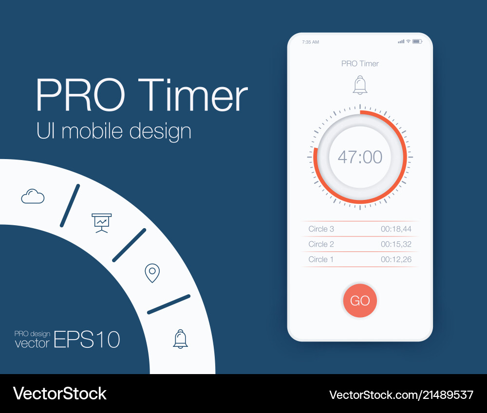 Timer Anwendung ui design concept Timer Anwendung ui design concept vektorbild