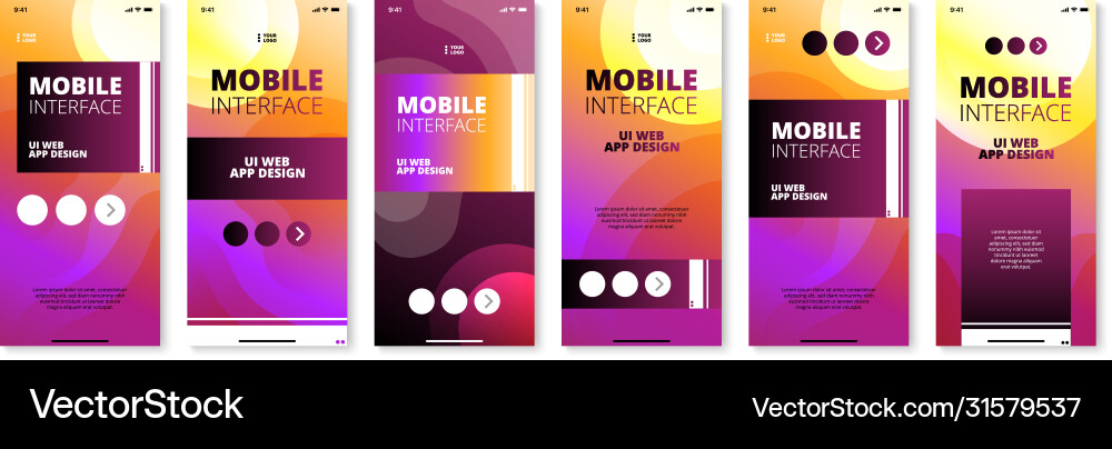 Vorlage mobile Schnittstelle ui web app design set vektorbild