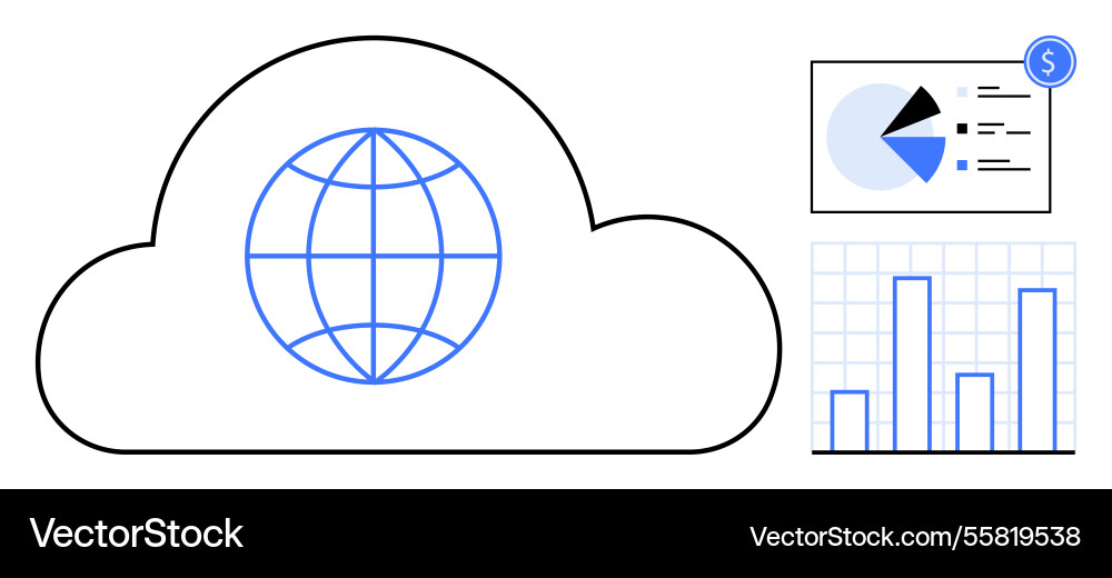 Cloud computing with data analytics represented Cloud computing with data analytics represented Vector Image