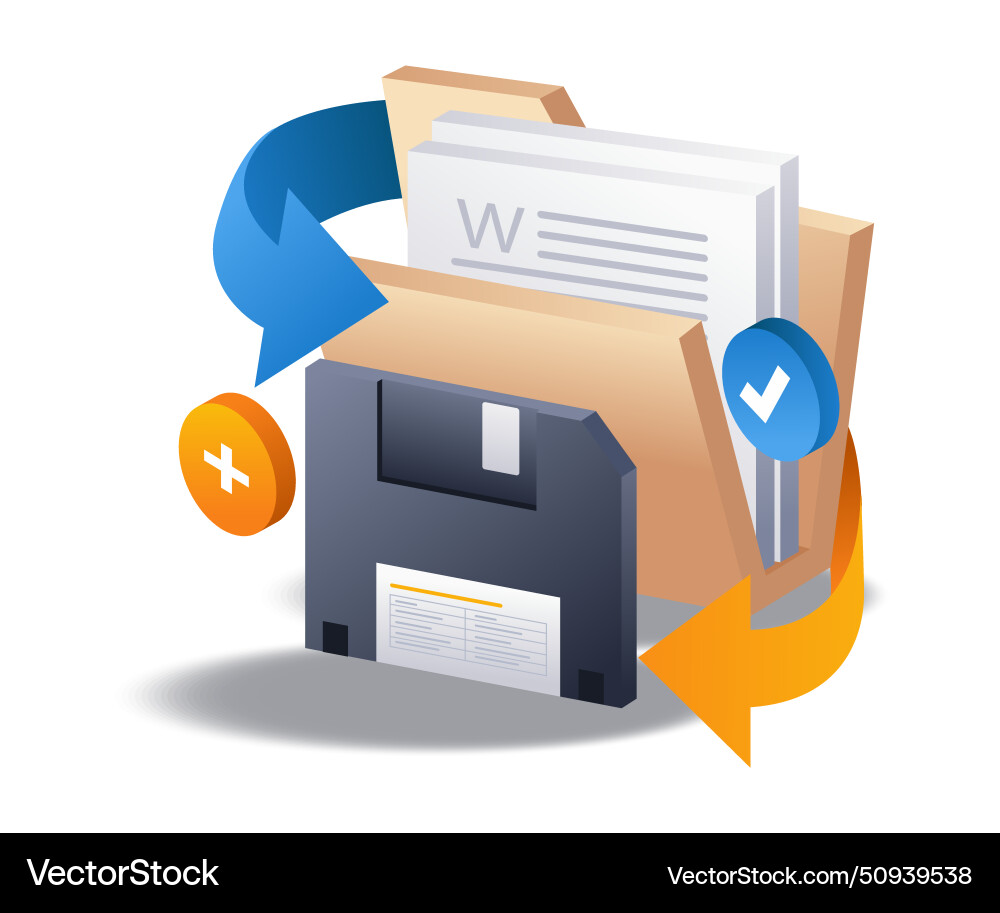 Hardisk folder data storage flat isometric 3d Hardisk folder data storage flat isometric 3d vector image