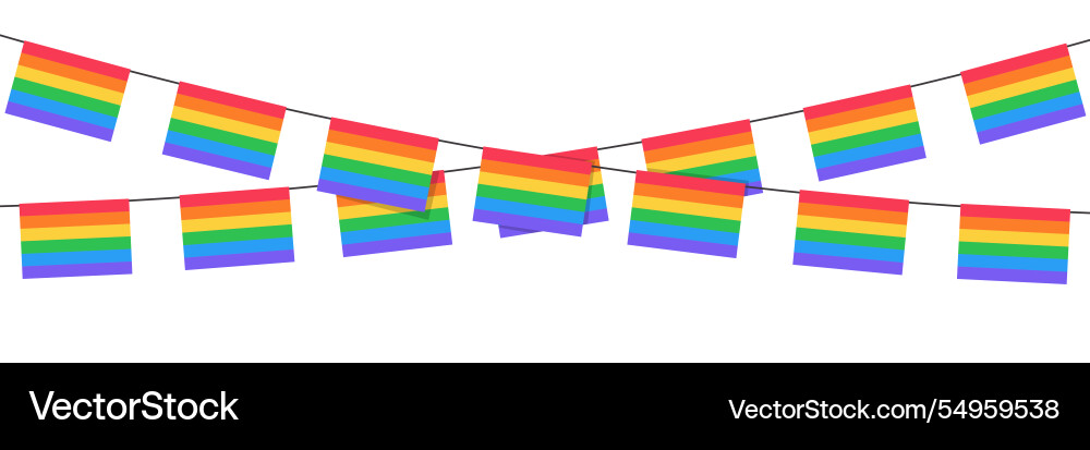 Rainbow bunting flags isolated on white Rainbow bunting flags isolated on white vector image