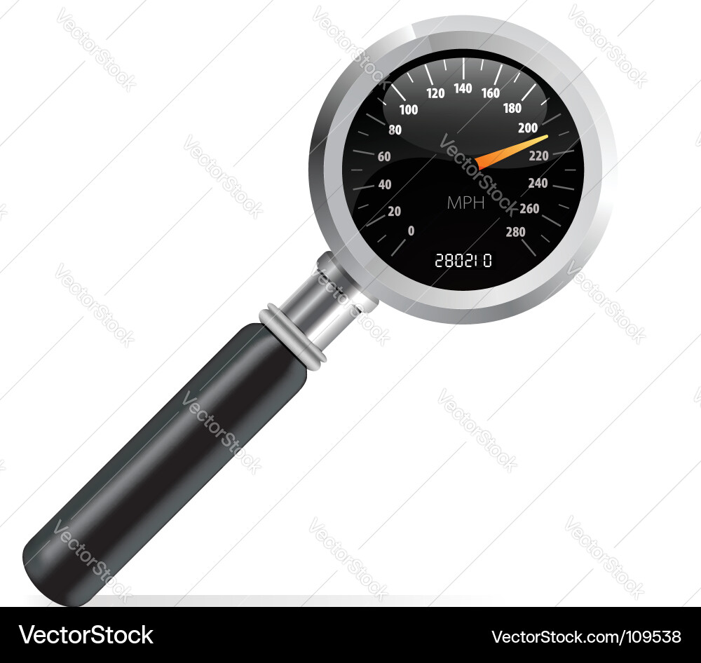 Speedometer with Magnifier Vector Image