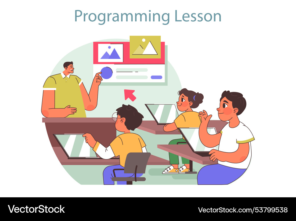 Tech camp for children computer science Tech camp for children computer science vector image