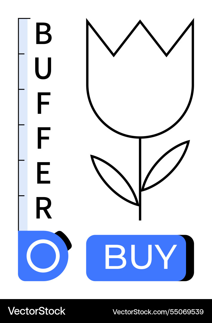 Flower with buffer indicator and buy button vector image