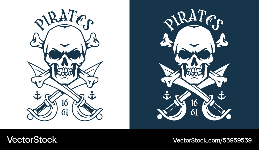 Skull and crossbones design representing pirates Skull and crossbones design representing pirates vector image