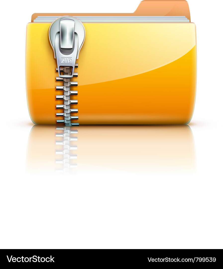 Yellow Zip Folder Icon Vector Image