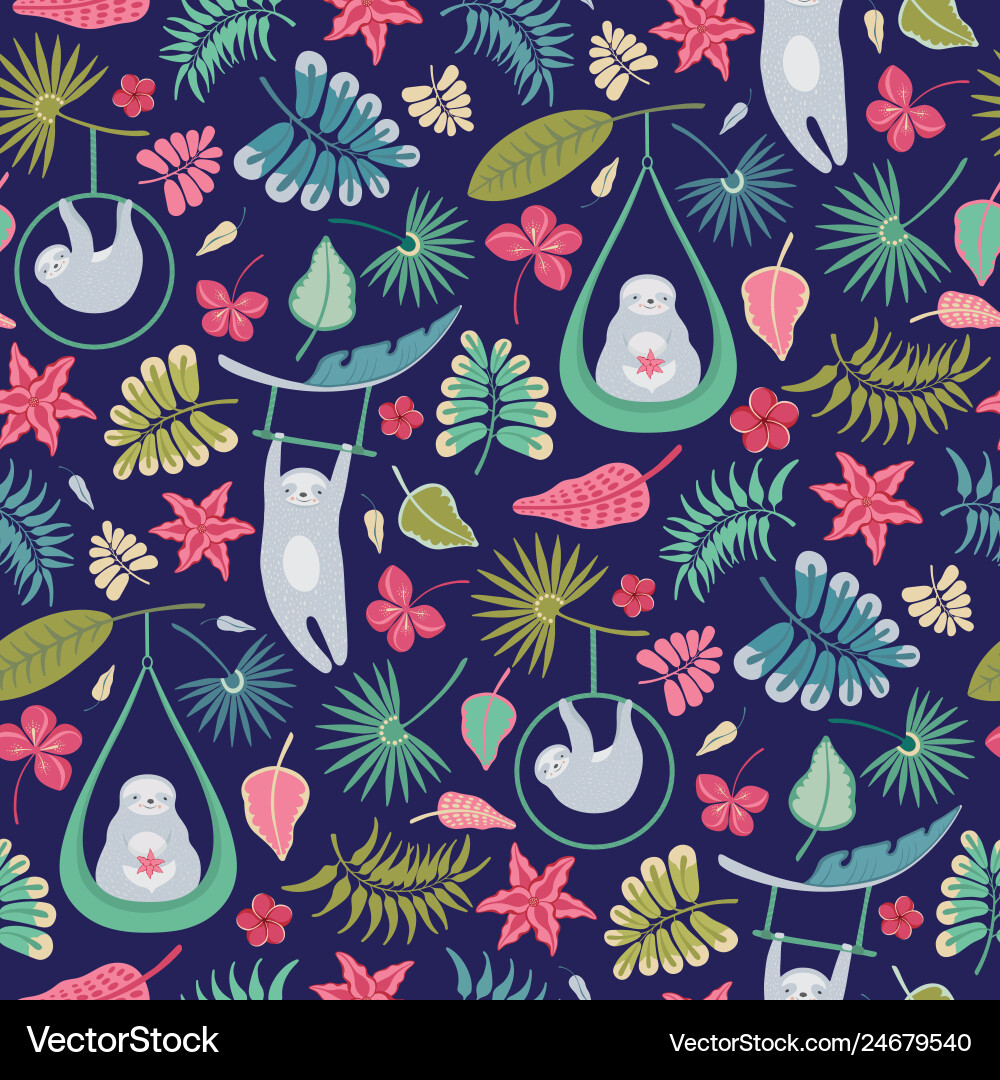 Circus Sloth Pattern Royalty Free Vector Image