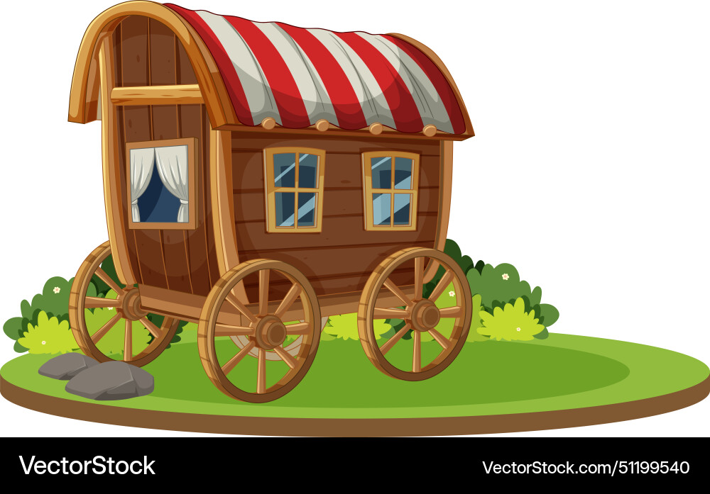 Colorful cartoon of an old-fashioned caravan vector image