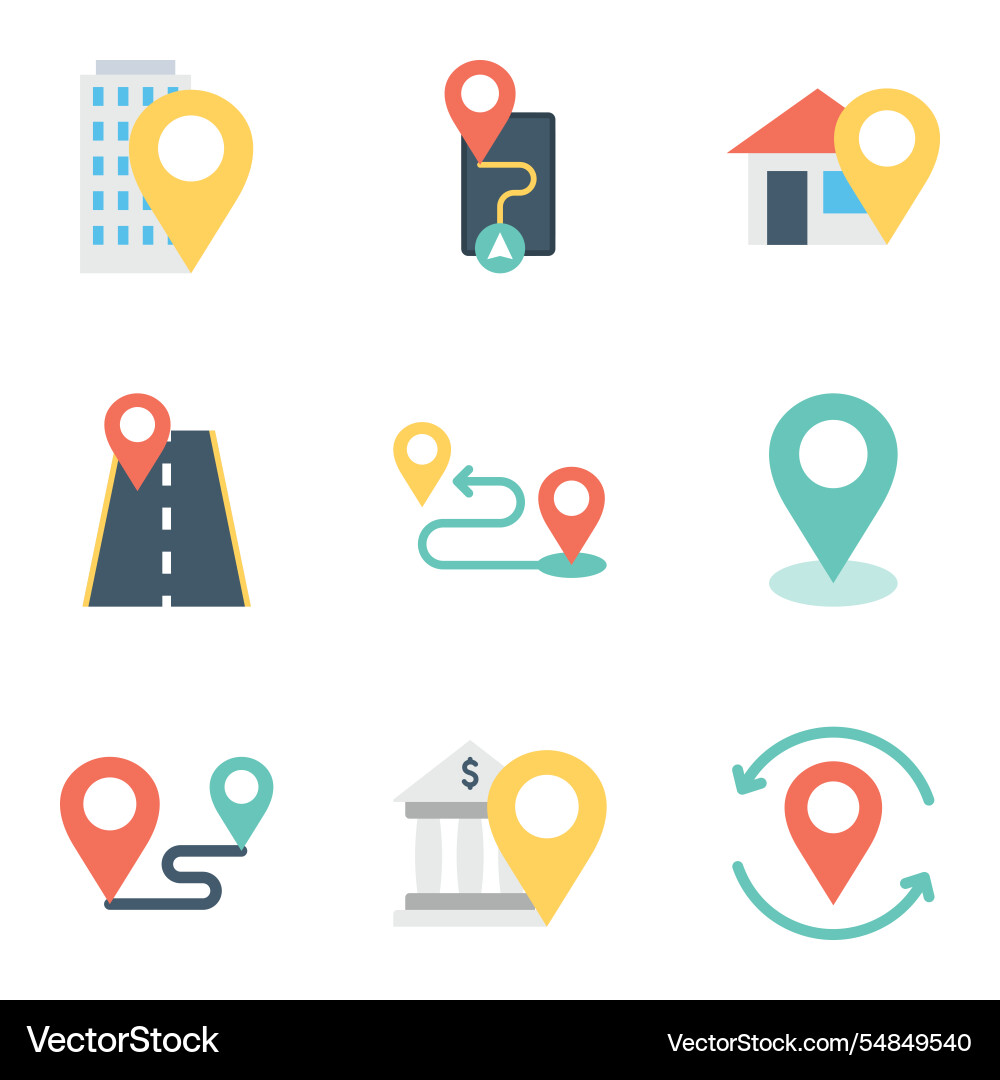 Location icons set navigation route map pointer Location icons set navigation route map pointer vektorbild
