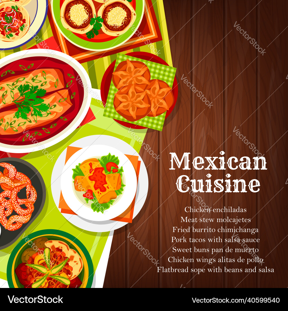 Mexican Food Fiesta: Tacos & Enchiladas vector image