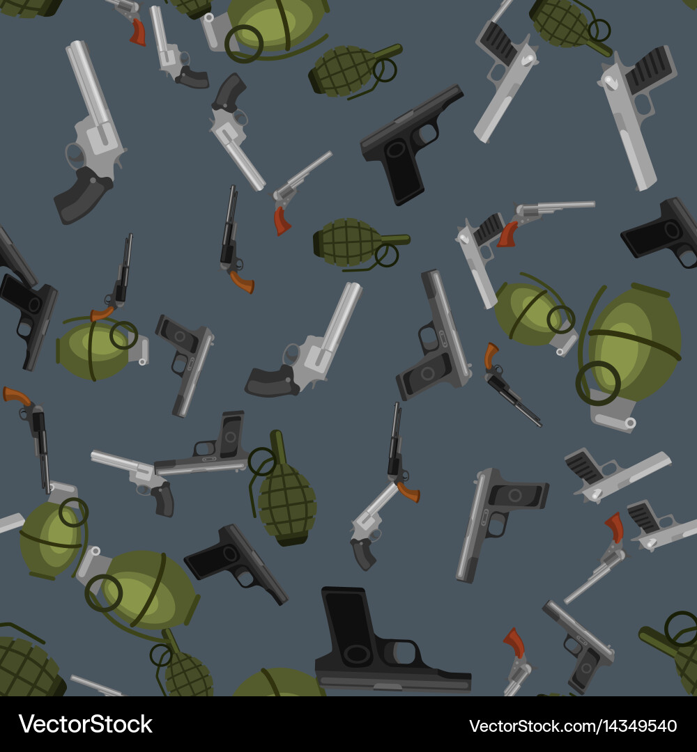 Military gun seamless pattern automatic and hand Vector Image