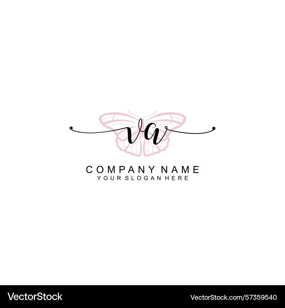 Minimalist handwritten va initial logos with soft Vector Image
