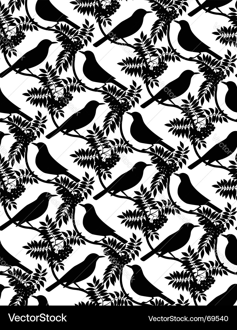 Rowan Tree Seamless Pattern Vector Image