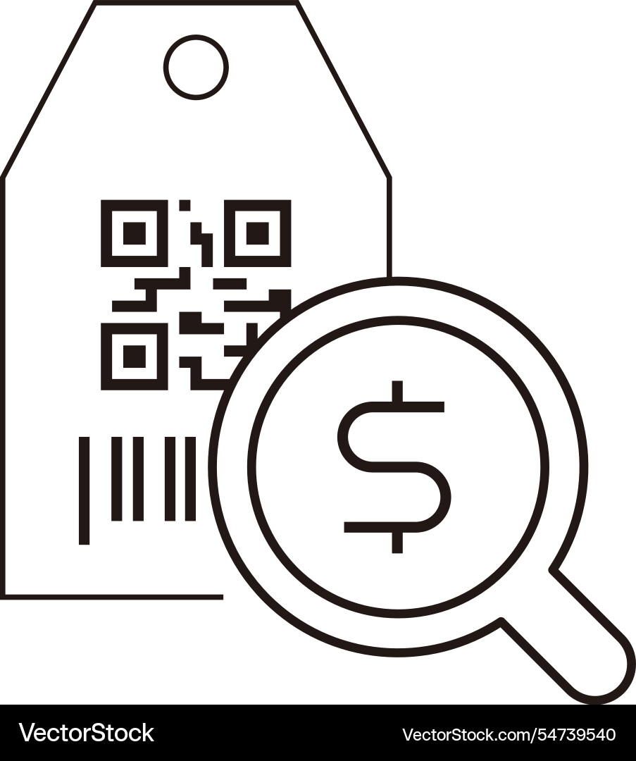 Scanning the tag to find price bar code Scanning the tag to find price bar code vector image