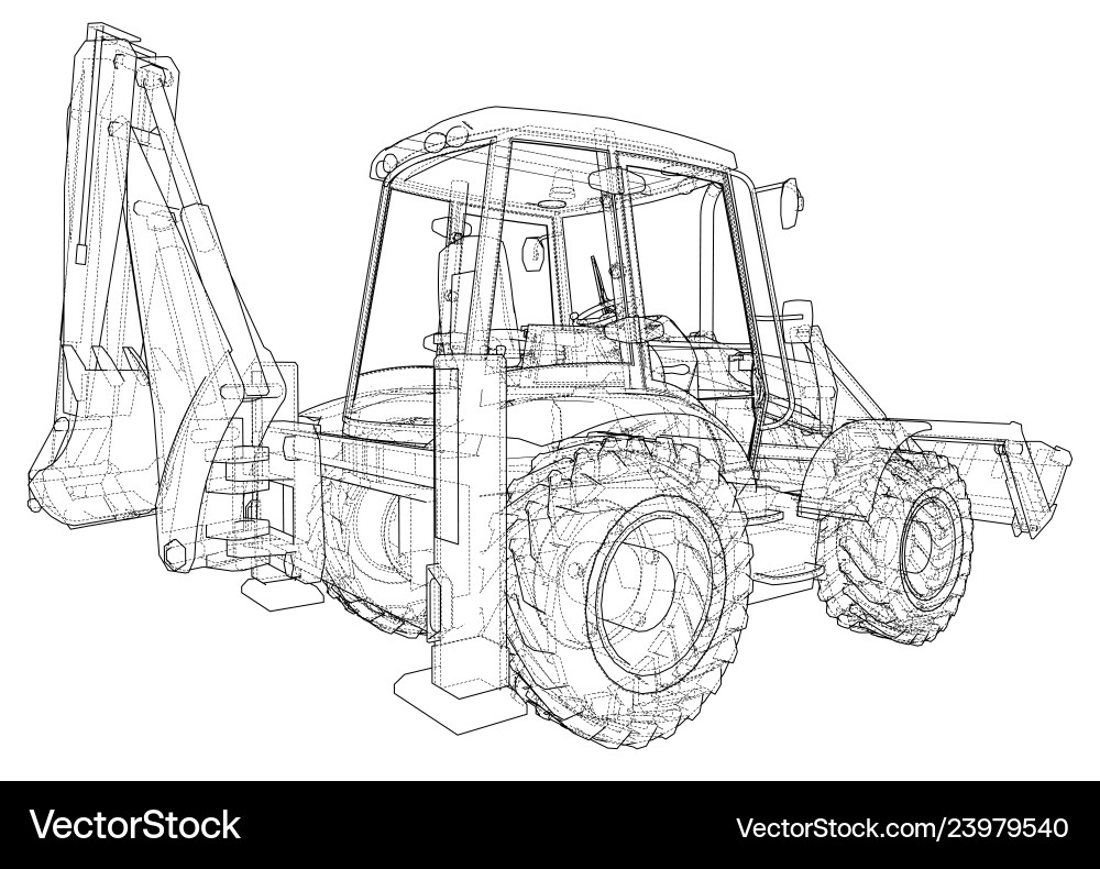 Sketch of loading shovel with back actor vector image