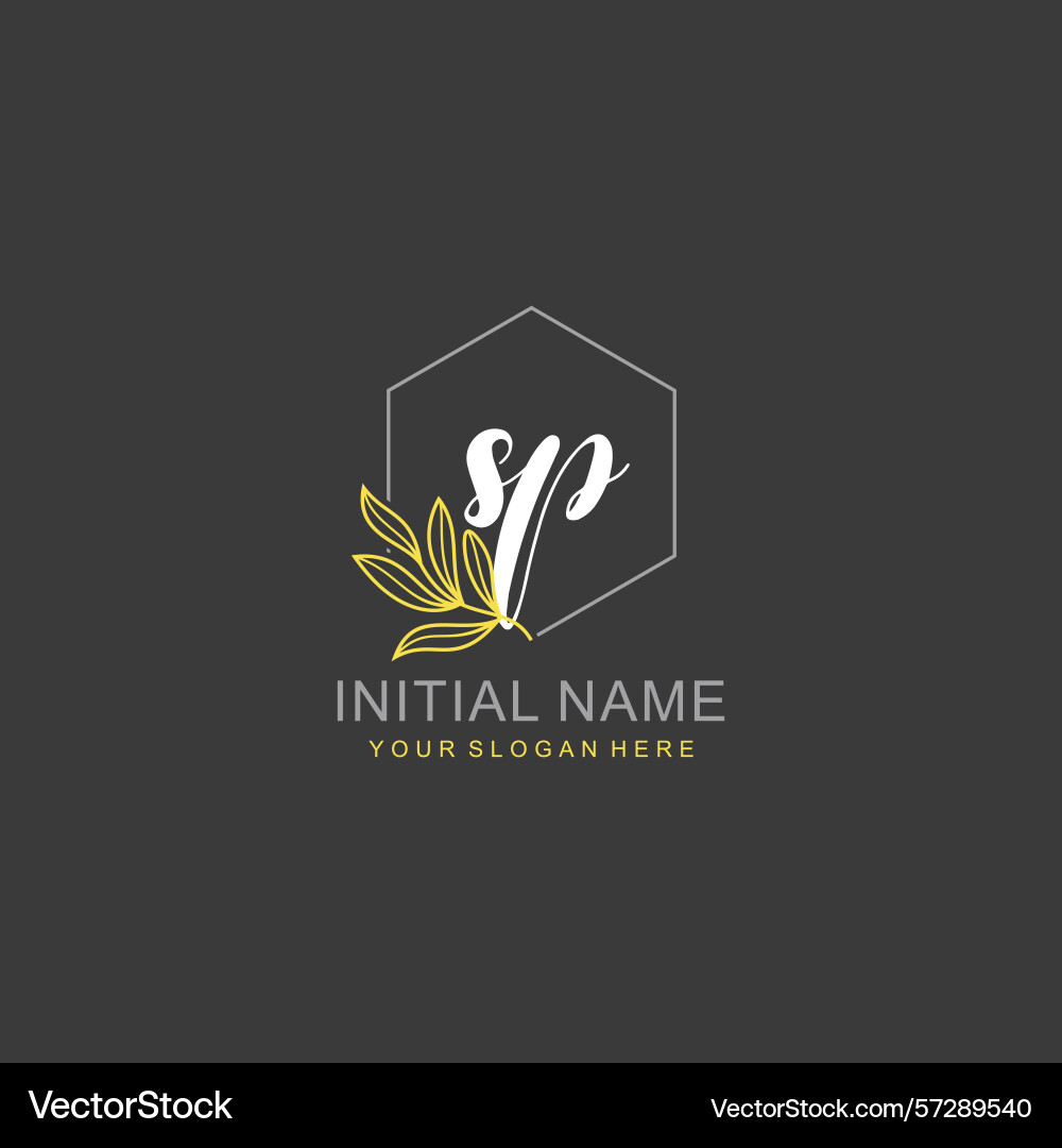 Sp initial logo templates with botanical elements Vector Image