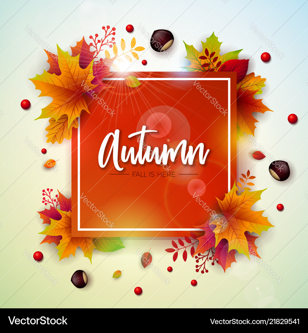 Autumn with colorful falling leaves Autumn with colorful falling leaves vector image