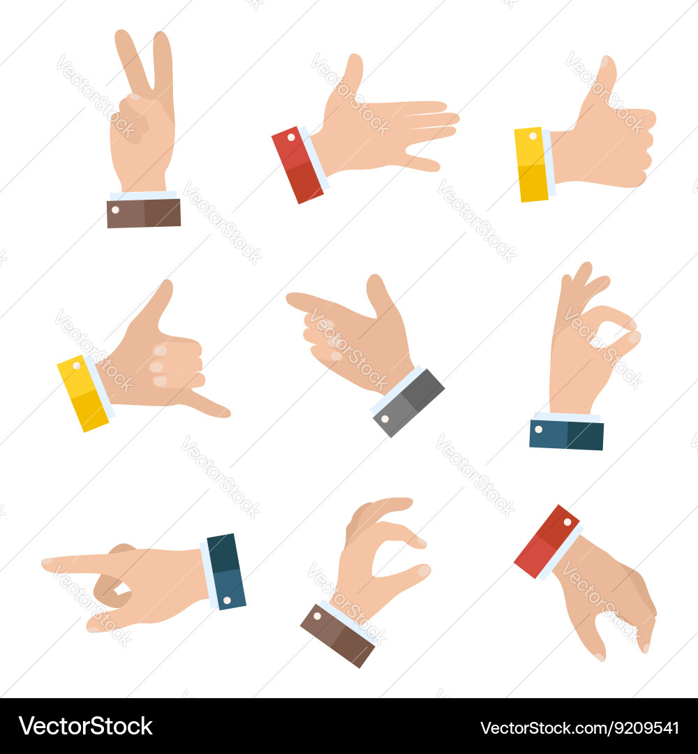 Collection empty hands showing different gestures vector image