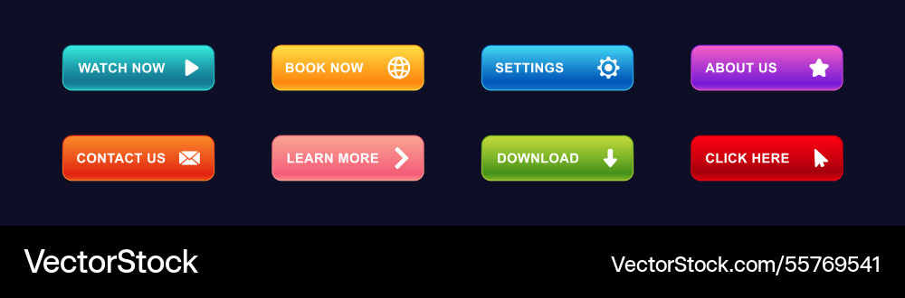 Colorful web buttons for navigation and actions vector image