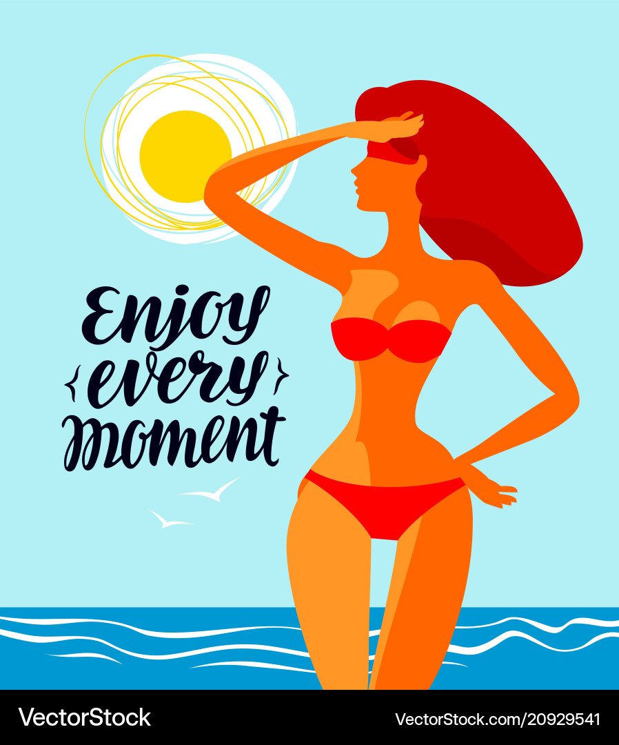 Enjoy every moment banner travel beach Enjoy every moment banner travel beach vector image