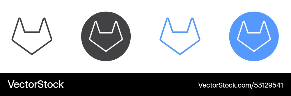 Gitlab icon flat set in black and white color vector image