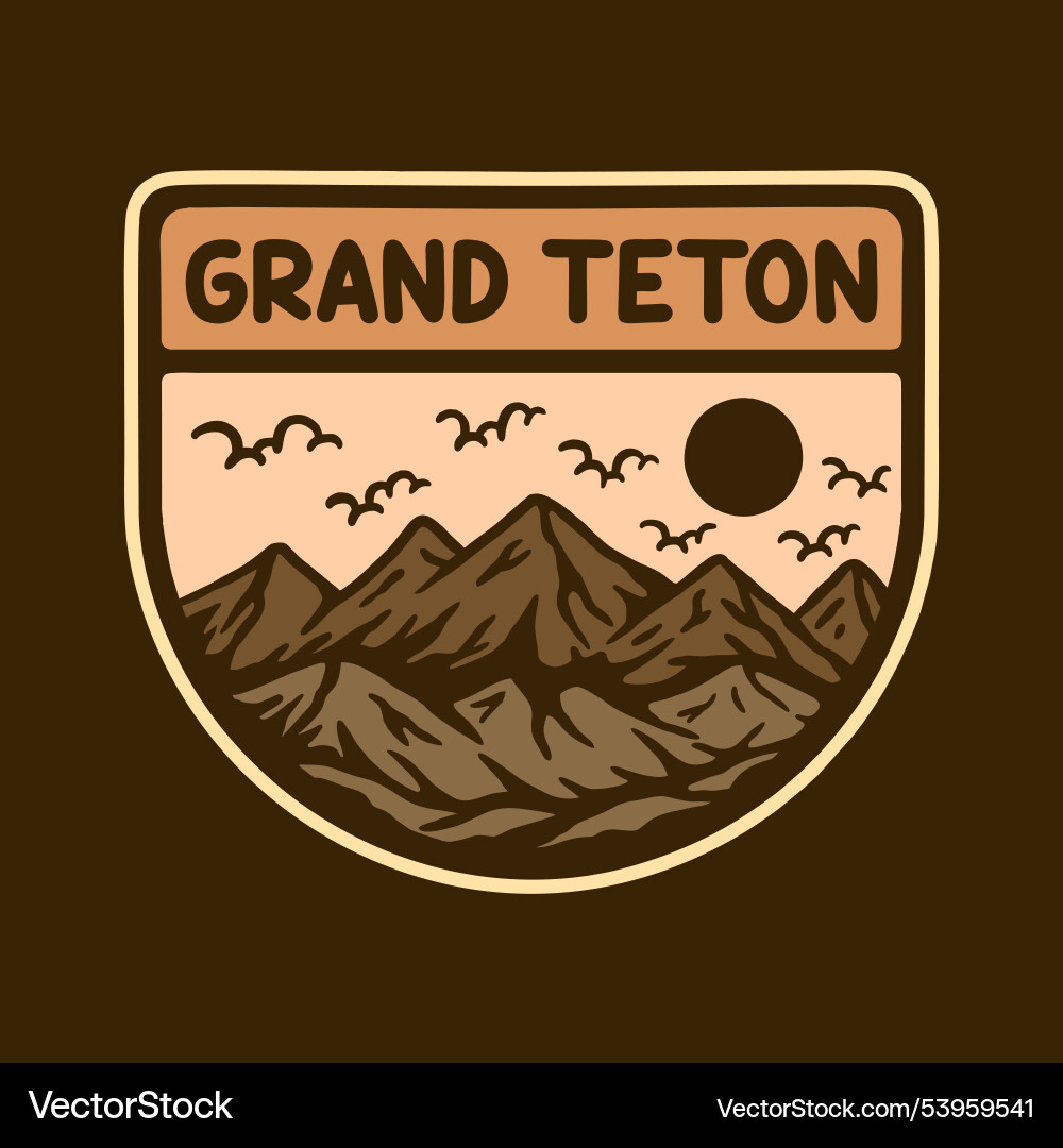 Grand teton national park badge logo design Vector Image