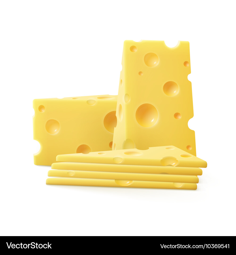 Triangular sliced pieces of swiss cheese Vector Image