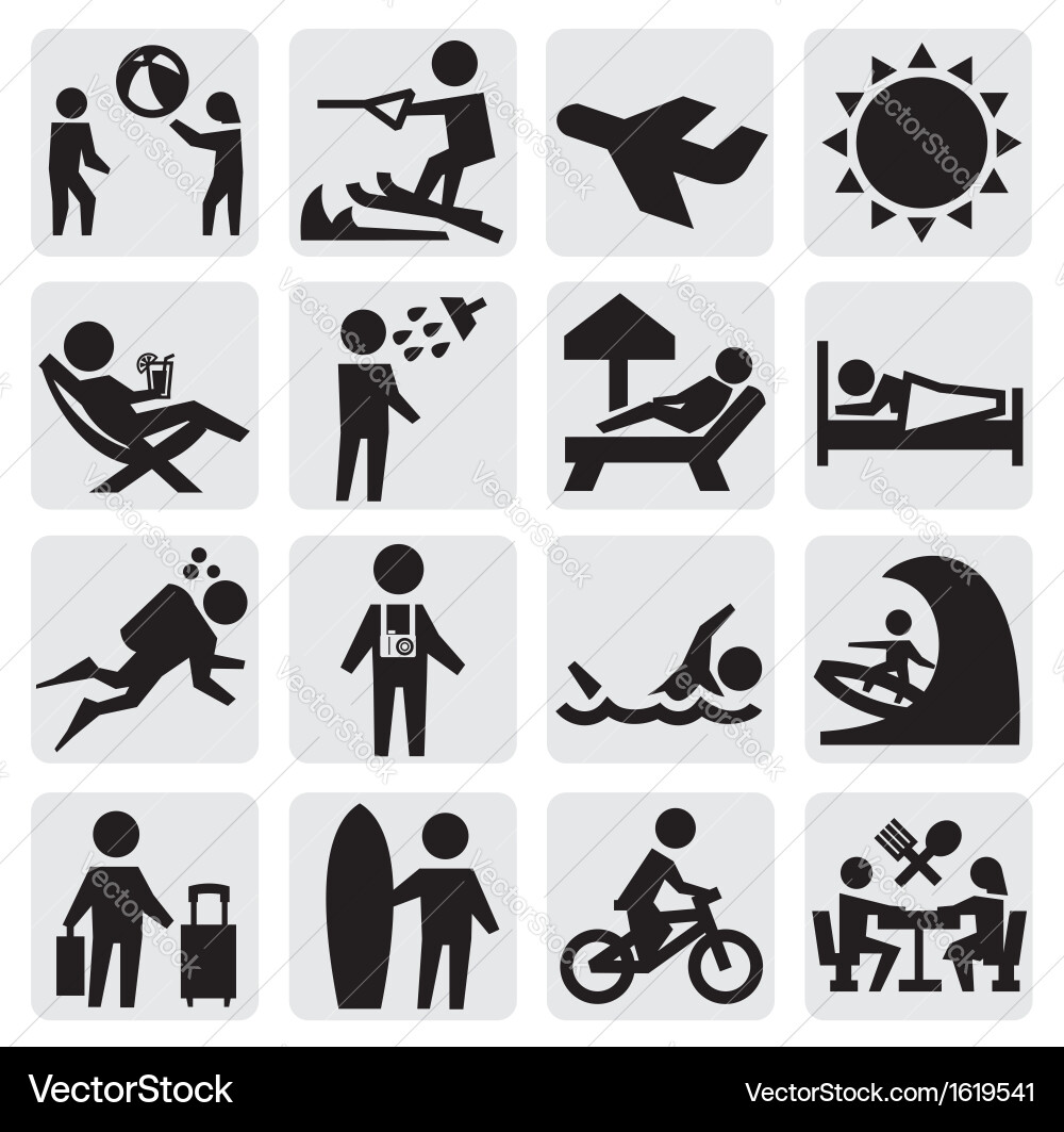 Vacation Icons - People & Leisure Vector Image