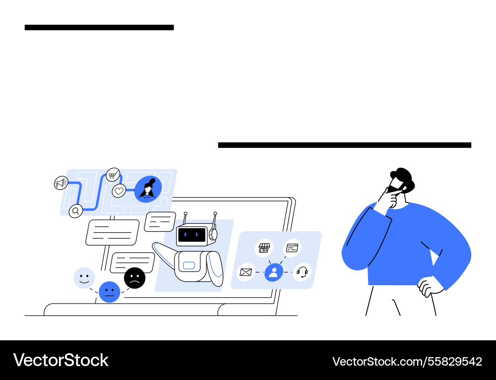 Ai chatbot interacting with user on laptop screen Ai chatbot interacting with user on laptop screen vector image