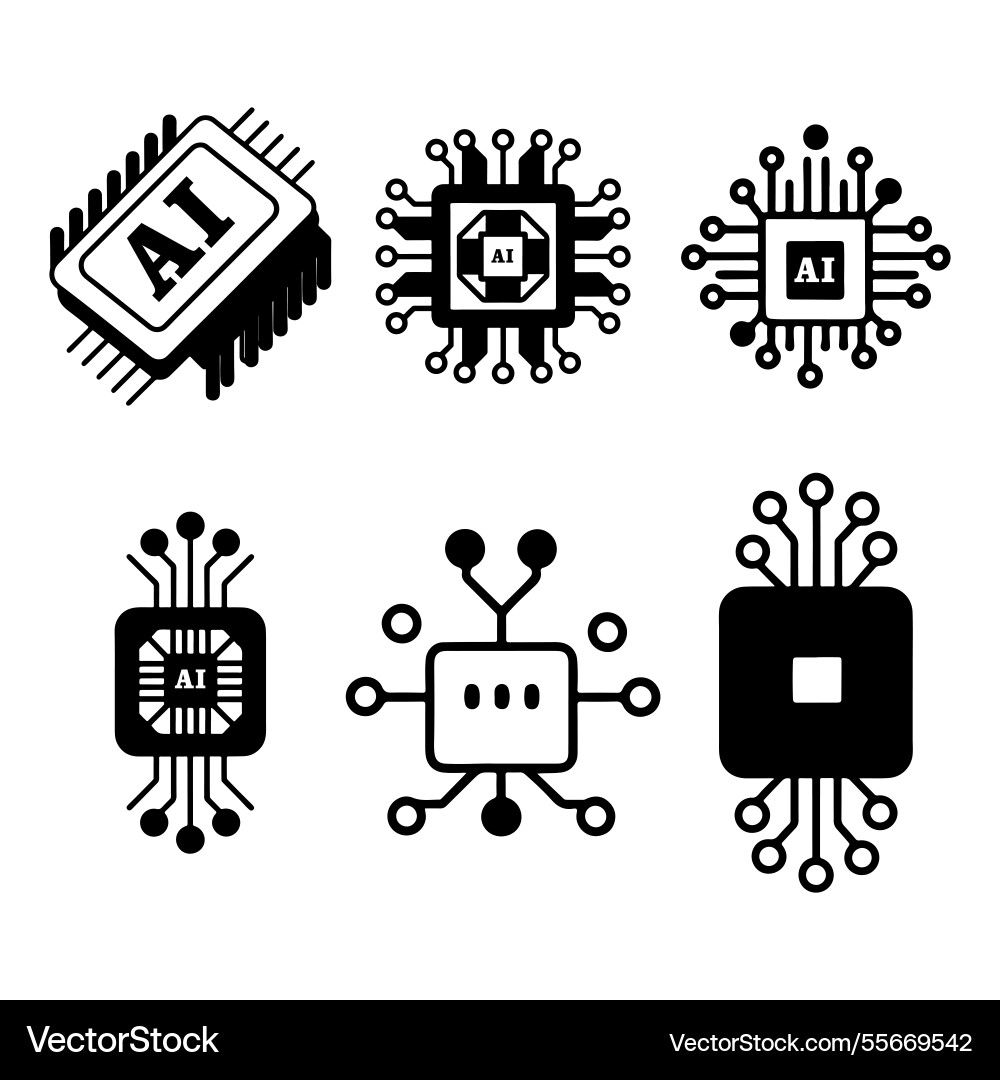 Artificial intelligence ai processor chip icon vector image