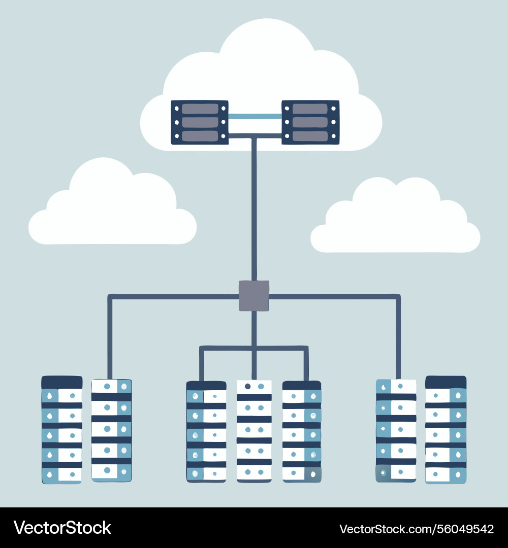 Cloud computing network architecture diagram data vector image