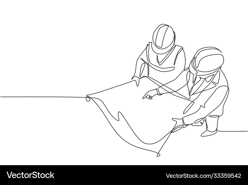 Continuous Line Blueprint Sketch vector image