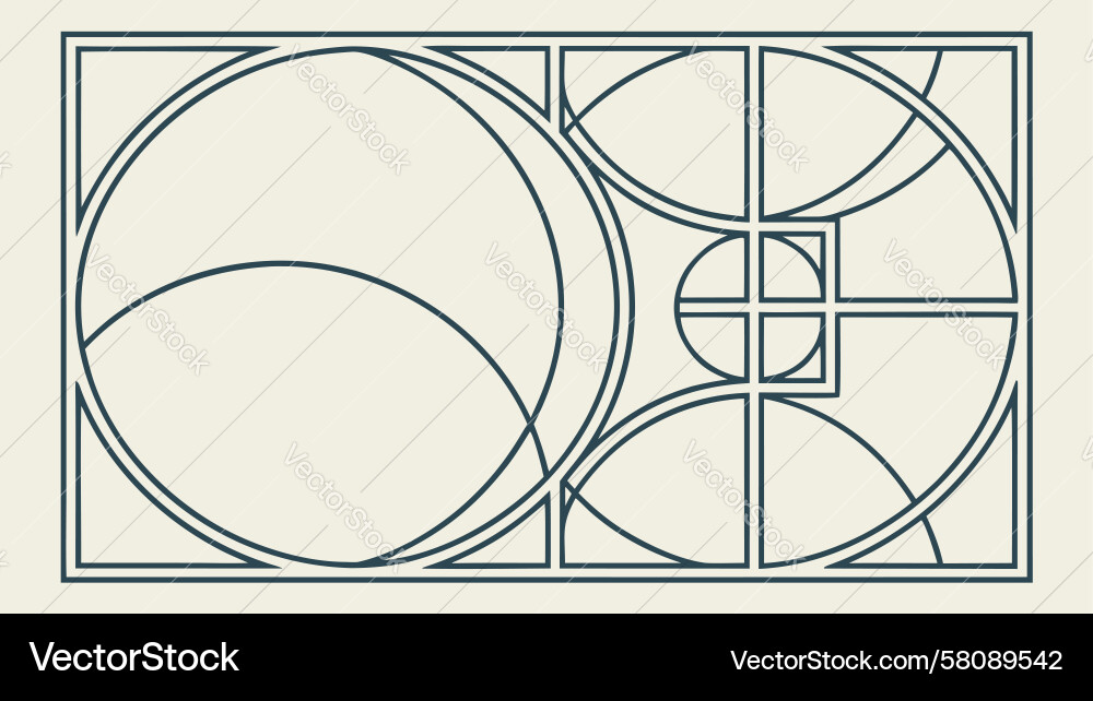 Fibonacci Grid with Spiral Vector Image