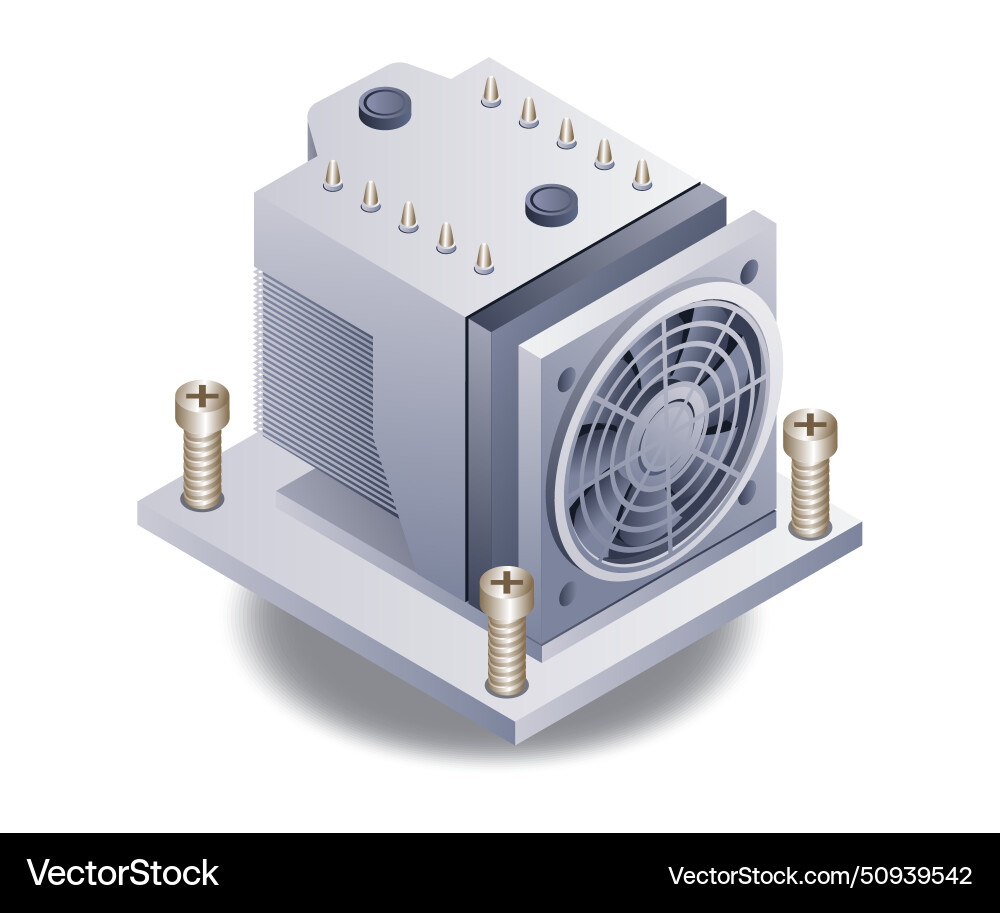 High speed computer processor flat isometric 3d High speed computer processor flat isometric 3d vector image
