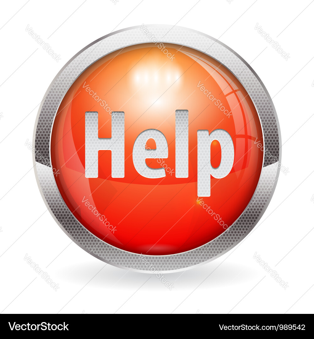 Red 3D Help Button Vector Image