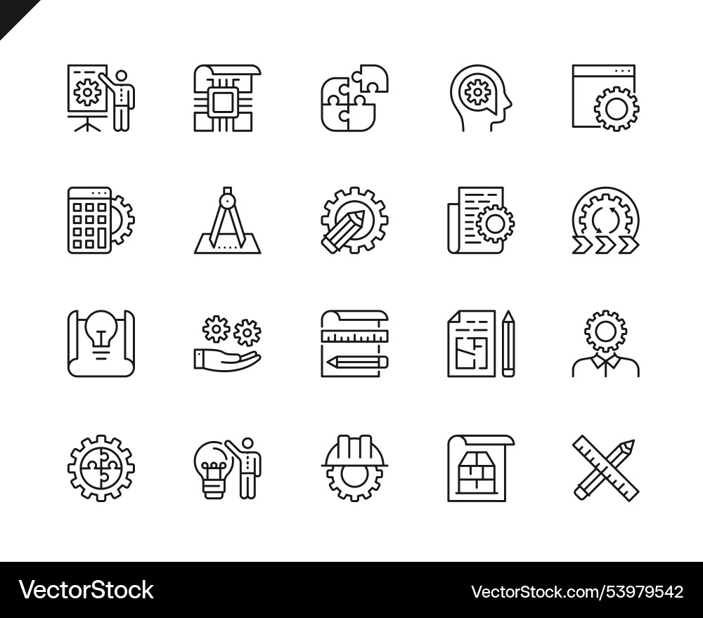 Simple set of engineering design related line vector image