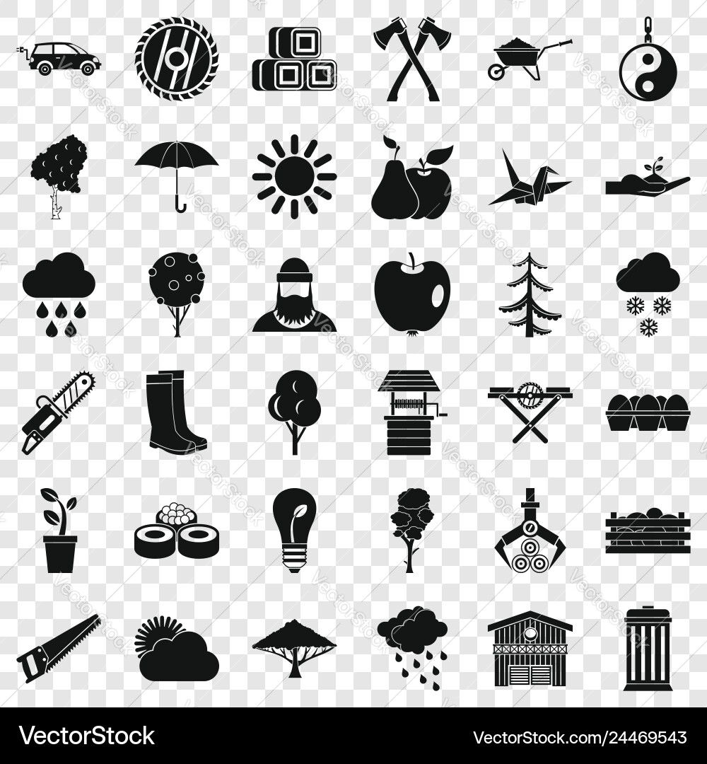 Big tree icons set simple style vector image