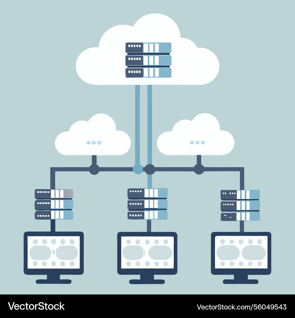 Cloud computing network infrastructure diagram vector image
