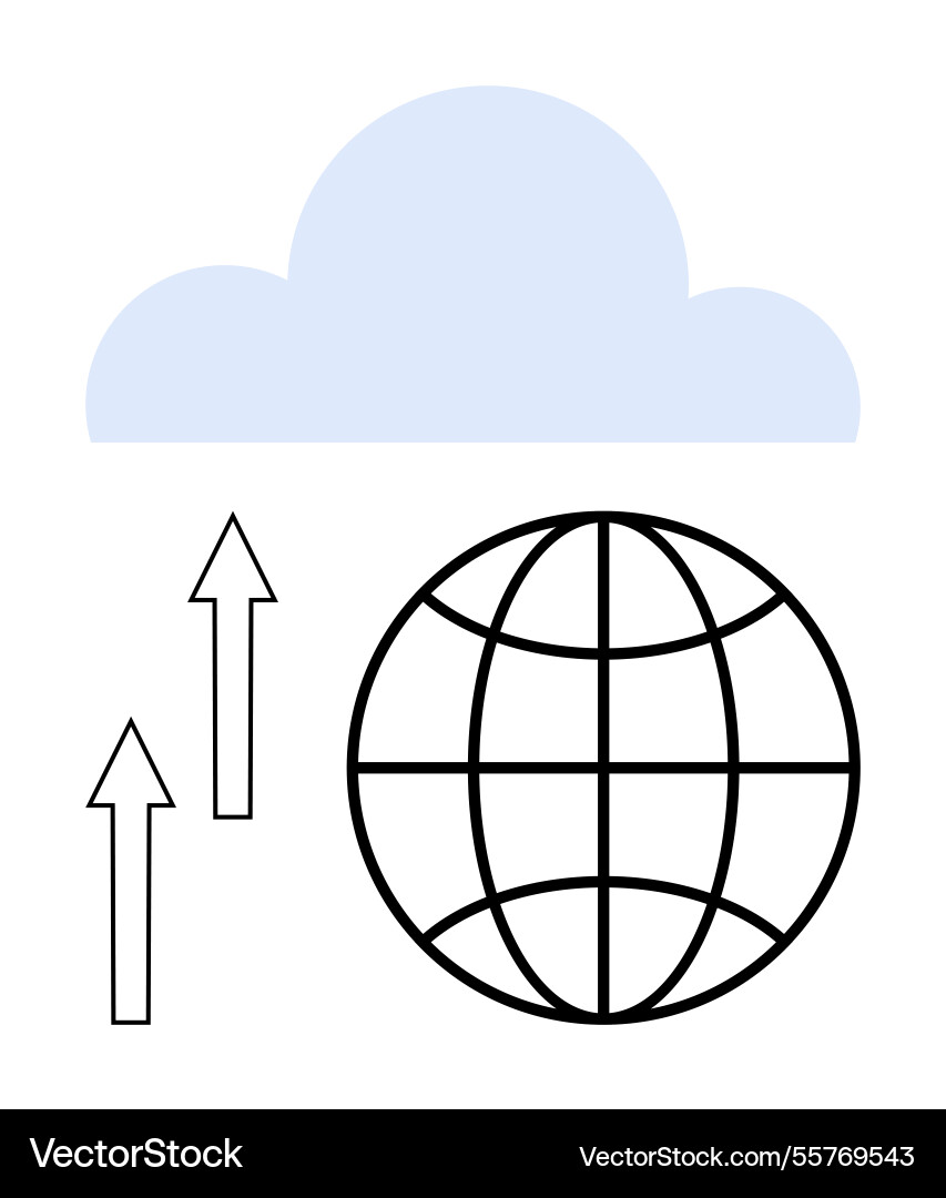 Cloud networking concept with globe and upward Cloud networking concept with globe and upward vector image