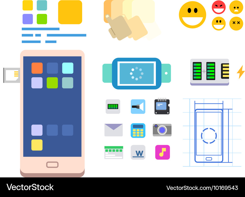 Developing a mobile app and layout vector image