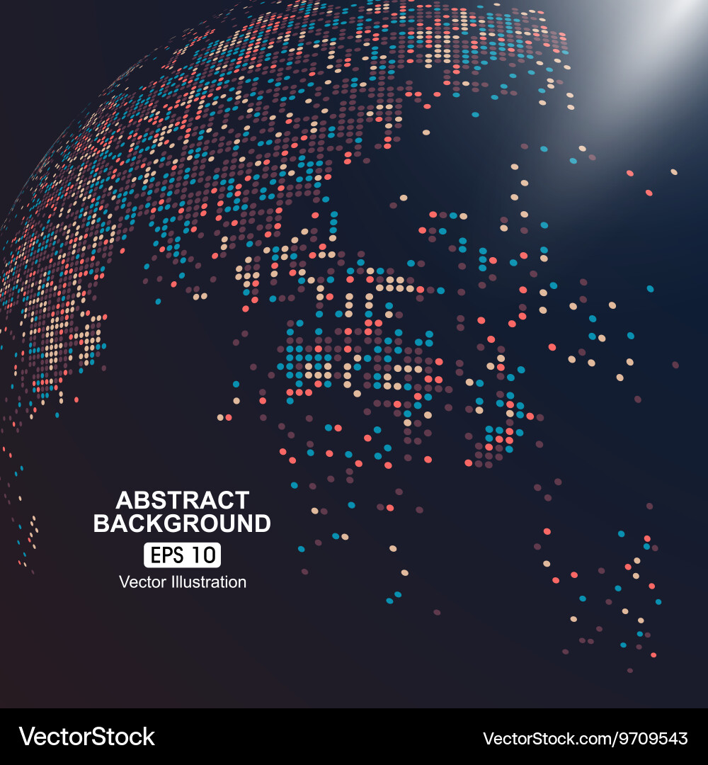 Dots colorful three-dimensional map of the world vector image