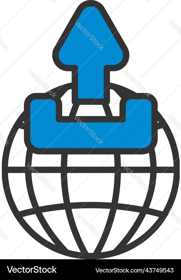 Globe with upload symbol icon Globe with upload symbol icon vector image