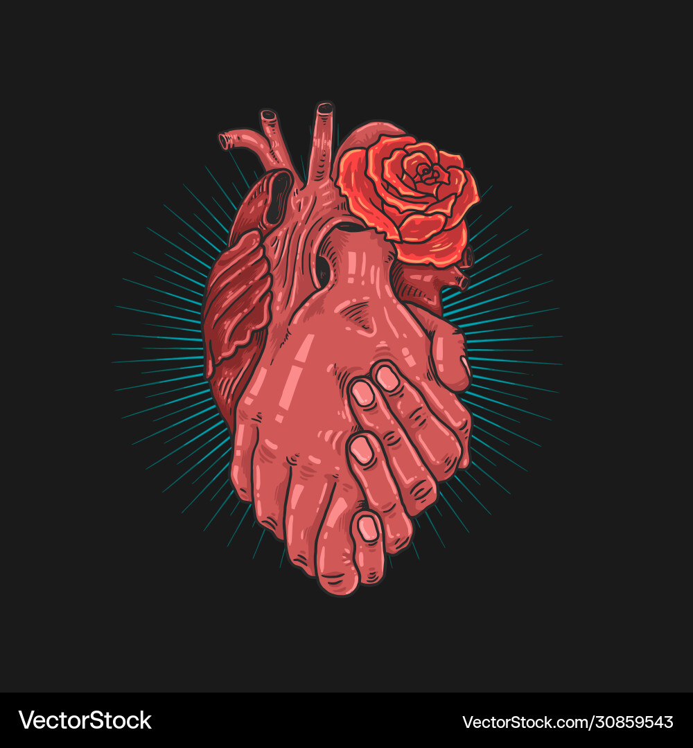 One heart together symbol One heart together symbol vector image